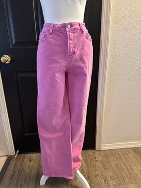 High-Rise Wide-Leg Jeans in Pink